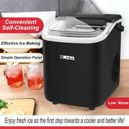 Countertop Ice Maker - 9 Bullet Ice in 6 Mins, 26.5lbs/Day